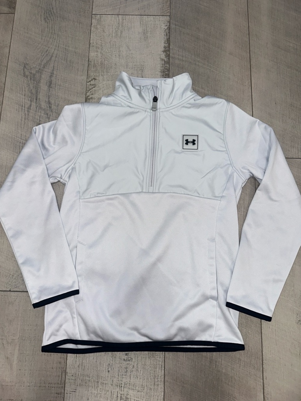 Under Armour White Half-Zip Performance Pullover with Black Trim